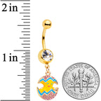 Clear Gem Gold Tone Funky Painted Easter Egg Chick Dangle Belly Ring