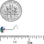 18G 1/4 Rainbow Tie Dye Peace Sign Left Nose Screw