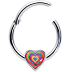 16G 3/8 Rainbow Tie Dye Heart Valentines Day Hinged Segment Ring