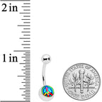 Rainbow Tie Dye Peace Sign Belly Ring