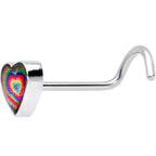 18G 1/4 Rainbow Tie Dye Heart Valentines Day Left Nose Screw