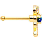 20G 1/4 Green Synthetic Opal Gold Tone Shamrock St Pats Nose Bone