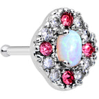 20G 5/16 White Synthetic Opal Glam Oval Nose Bone