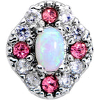 20G 5/16 White Synthetic Opal Glam Oval Nose Bone