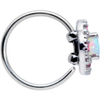 20G 5/16 White Synthetic Opal Glam Oval Nose Hoop