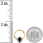 16G 3/8 Clear Blue Gem Gold Hue Heirloom Drop Hinged Segment Ring