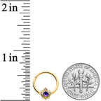 16G 3/8 Purple Tourmaline Gold Tone Filigree Hinged Segment Ring