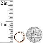 16G 3/8 Clear CZ Gem Rose Gold Tone Textured Hinged Segment Ring
