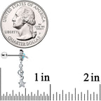 16G 1/4 Clear Blue Gem Saturn Planet Star Dangle Cartilage Tragus