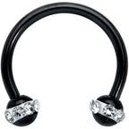 16G 3/8 Clear Gem Black Banded Horseshoe Circular Barbell
