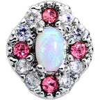 16G 5/16 White Synthetic Opal Glam Oval Labret Monroe Tragus