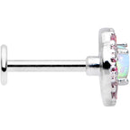 16G 5/16 White Synthetic Opal Glam Oval Labret Monroe Tragus