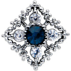 16G 5/16 Blue Gem Textured Rhombus Cross Labret Monroe Tragus