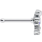 20G 1/4 Clear CZ Gem Purple White Flower Nose Bone