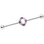 14G White Synthetic Opal Glam Oval Industrial Barbell 38mm