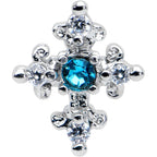 16G 1/4 Clear Blue Gem Renaissance Cross Cartilage Tragus Earring