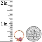 16G 3/8 Pink Gem Rose Gold Tone Heart Flower Hinged Segment Ring