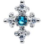 16G 5/16 Clear Blue Gem Renaissance Cross Labret Monroe Tragus