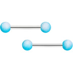 14G 9/16 Blue White Ombre Soft Finish Barbell Nipple Ring Set