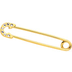 14G Clear Gem Gold Tone Punk Safety Pin Industrial Barbell 38mm