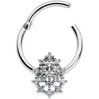 16G 3/8 Clear CZ Gem Nubbly Textured Drop Hinged Segment Ring