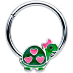 16G 3/8 Hearts Bow Pink Green Pretty Turtle Hinged Segment Ring