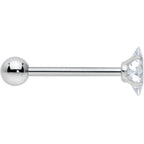 Clear CZ Gem Rhombus Top Barbell Tongue Ring