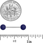 14G 9/16 Navy Blue Soft Finish Barbell Nipple Ring Set