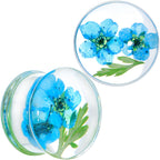 Clear Acrylic Color Pressed Flowers Double Flare Plug Set
