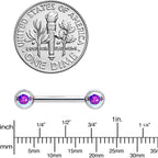 14G 1/2 Aurora CZ Gem G23 Titanium Threadless Nipple Ring Set