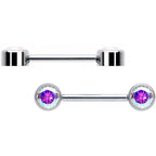 14G 9/16 Aurora CZ Gem G23 Titanium Threadless Nipple Ring Set