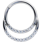 16G 3/8 Clear CZ Gem G23 Titanium Double Row Cartilage Clicker