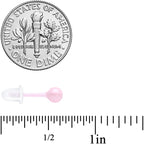 4mm Pink Ceramic Ball Stud Earrings 18G
