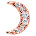 16G 1/4 Clear CZ Gem Rose Gold Tone Moon Internal Thread Labret