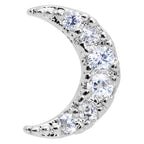 16G 5/16 Clear CZ Gem Crescent Moon Internal Thread Labret Tragus