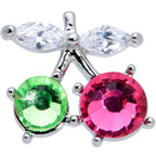 16G 1/4 Red Green CZ Gem Internal Thread Cherries Labret Tragus