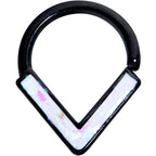 16G 5/16 White Faux Opal Black Chevron Cartilage Closure Ring