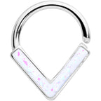 16G 5/16 White Faux Opal Chevron Cartilage Closure Ring