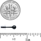 4mm Black Ceramic Ball Stud Earrings 18G