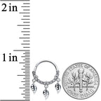 16G 3/8 Clear Gem Open Leaf Dangle Hinged Segment Ring
