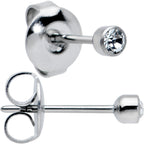 3mm Cubic Zirconia Bezel G23 Titanium Post Stud Earrings