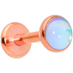 16G 1/4 Faux Opal Rose Gold Tone Internal Thread Labret Tragus