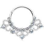 16G 3/8 Clear Gem Tiny Tiara Hinged Segment Ring