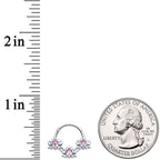 16G 3/8 Pink CZ Gem Triple Lotus Hinged Segment Ring