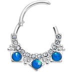 16G 3/8 Blue Faux Opal Squares Hinged Segment Ring