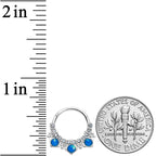 16G 3/8 Blue Faux Opal Squares Hinged Segment Ring