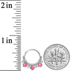 16G 3/8 Pink Faux Opal Squares Hinged Segment Ring
