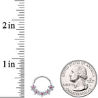 16G 3/8 Pink Gem Foxy Floral Hinged Segment Ring