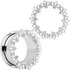 Clear Gem White Leaves Screw Fit Tunnel Plug Set