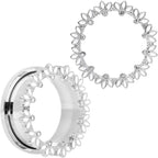 Clear Gem White Leaves Screw Fit Tunnel Plug Set